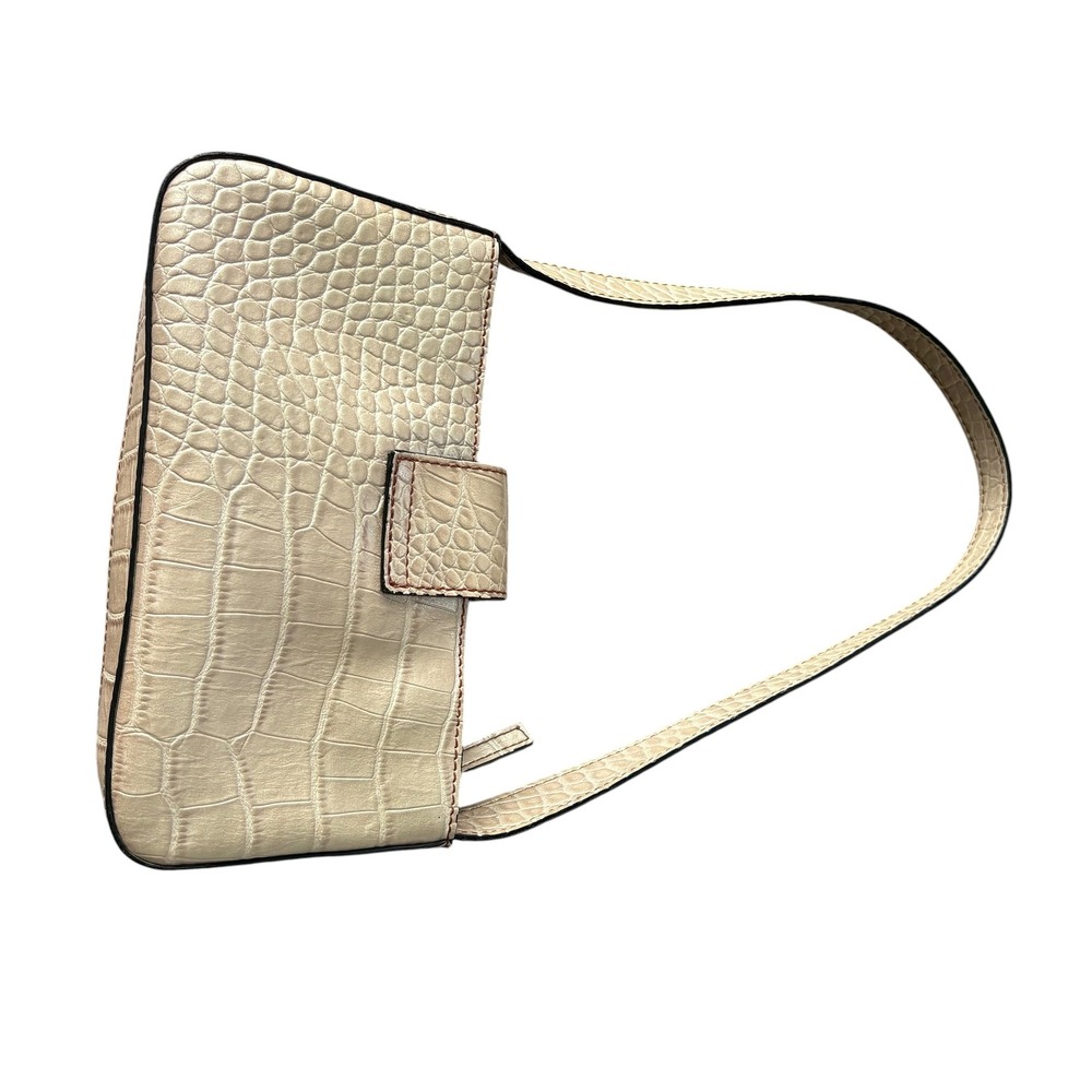 Guess Y2K Cream Croc Embossed Baguette Shoulder Bag Silver G Logo Purse McBling - Picture 6 of 11